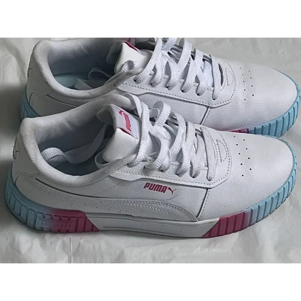 Big Kid's Puma Carina 2.0 Fade Jr White/Pink/Blue - size 7 - 390472-01 With Box